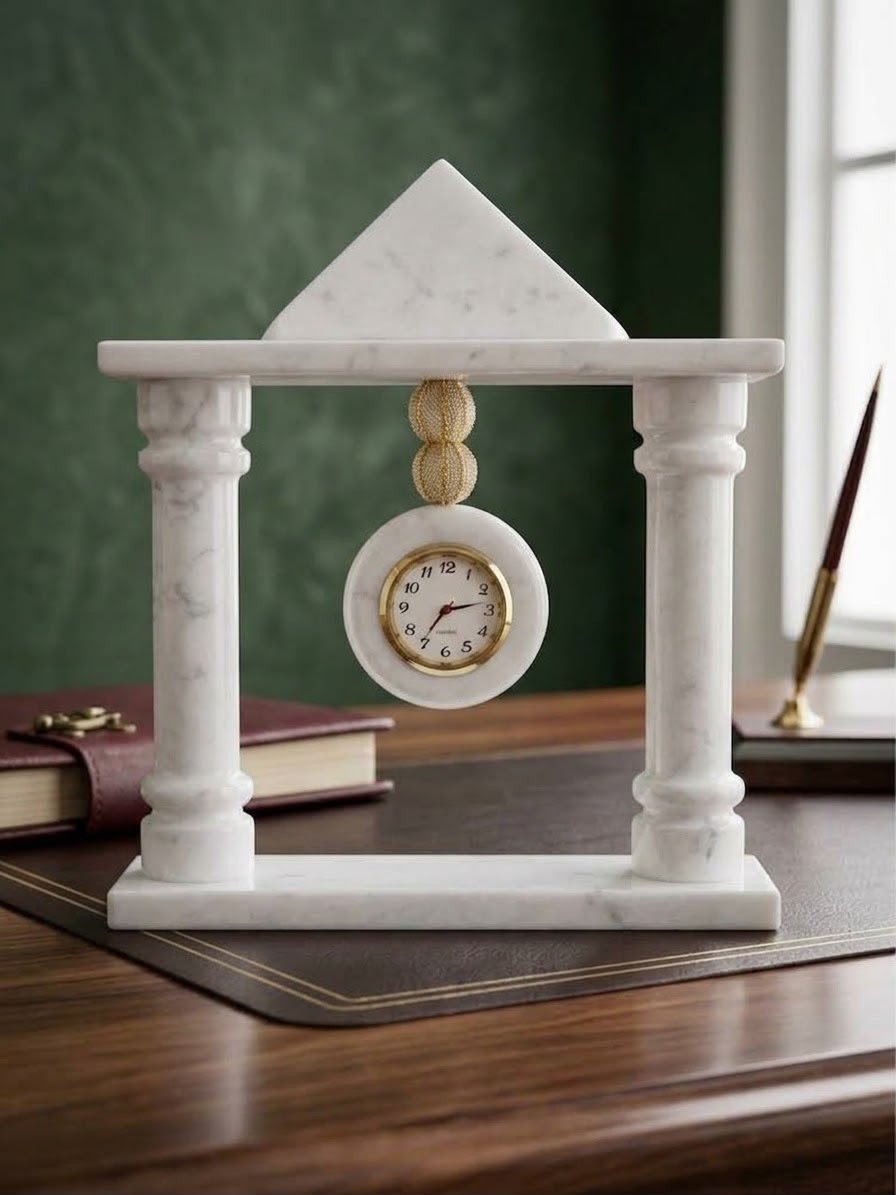 double pilar marble clock double pilar marble clock