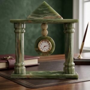 double pillar marble clock