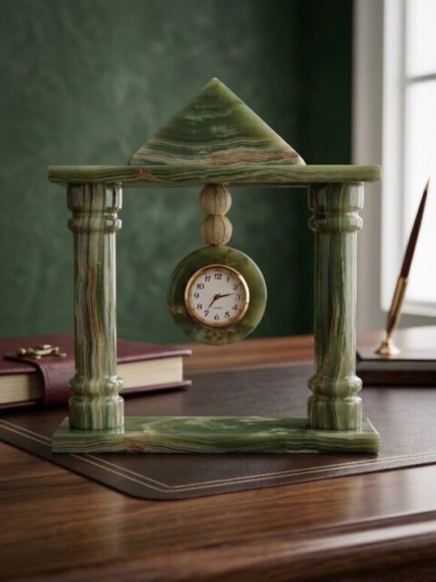 double pillar marble clock