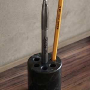marble black pen holder