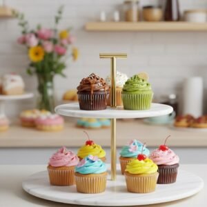 marble double story cupcake stand