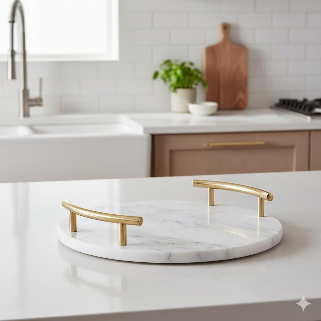 marble round tray with handle marble round tray with handle